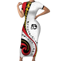 Papua New Guinea 50th Independence Anniversary Family Matching Short Sleeve Bodycon Dress and Hawaiian Shirt Special Style White Version LT05 Mom's Dress White - Polynesian Pride
