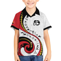 Papua New Guinea 50th Independence Anniversary Family Matching Summer Maxi Dress and Hawaiian Shirt Special Style White Version - Polynesian Pride