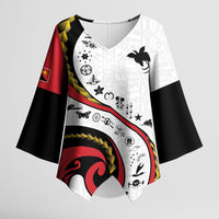 Papua New Guinea Independence Kimono Sleeve Blouse Special Style White Version LT05 Female White - Polynesian Pride