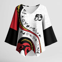 Papua New Guinea 50th Independence Anniversary Kimono Sleeve Blouse Special Style White Version - Polynesian Pride