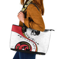 Papua New Guinea Independence Leather Tote Bag Special Style White Version LT05 White - Polynesian Pride