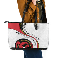 Papua New Guinea Independence Leather Tote Bag Special Style White Version LT05 - Polynesian Pride