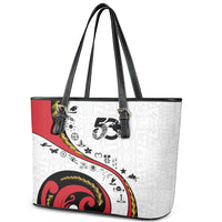 Papua New Guinea Independence Leather Tote Bag Special Style White Version LT05 - Polynesian Pride
