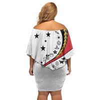 Papua New Guinea 50th Independence Anniversary Off Shoulder Short Dress Special Style White Version - Polynesian Pride