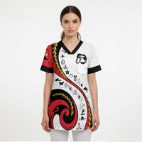 Papua New Guinea Independence Scrub Top Special Style White Version LT05 - Polynesian Pride