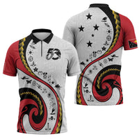Papua New Guinea 50th Independence Anniversary Zipper Polo Shirt Special Style White Version - Polynesian Pride