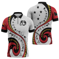 Papua New Guinea 50th Independence Anniversary Zipper Polo Shirt Special Style White Version - Polynesian Pride