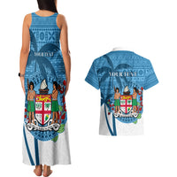 Personalized Fiji Couples Matching Tank Maxi Dress and Hawaiian Shirt Coat Of Arms Tagimoucia With Fijian Tapa Pattern LT05 - Polynesian Pride