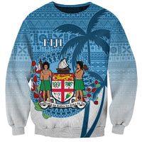 Personalized Fiji Sweatshirt Coat Of Arms Tagimoucia With Fijian Tapa Pattern LT05 Unisex Blue - Polynesian Pride