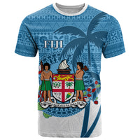 Personalized Fiji T Shirt Coat Of Arms Tagimoucia With Fijian Tapa Pattern LT05 Blue - Polynesian Pride