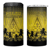 Personalised Palau Independence Day 4 in 1 Can Cooler Tumbler Palauan Tattoo Pattern - Polynesian Pride