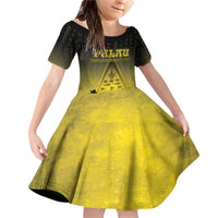 Personalised Palau Independence Day Family Matching Off Shoulder Short Dress and Hawaiian Shirt Palauan Tattoo Pattern - Polynesian Pride