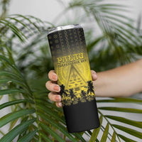 Personalised Palau Independence Day Skinny Tumbler Palauan Tattoo Pattern - Polynesian Pride
