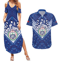 Toa Samoa Rugby Custom Couples Matching Summer Maxi Dress and Hawaiian Shirt Samoan Pride With Tribal Pattern - Polynesian Pride