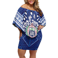 Toa Samoa Rugby Custom Family Matching Off Shoulder Short Dress and Hawaiian Shirt Samoan Pride With Tribal Pattern - Polynesian Pride