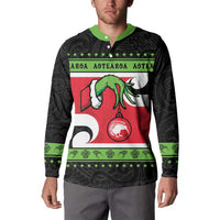 New Zealand Funny Christmas Button Sweatshirt Maori Tiki LT05 - Polynesian Pride
