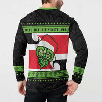 New Zealand Funny Christmas Button Sweatshirt Maori Tiki LT05 - Polynesian Pride