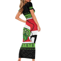 New Zealand Funny Christmas Family Matching Short Sleeve Bodycon Dress and Hawaiian Shirt Maori Tiki LT05 - Polynesian Pride