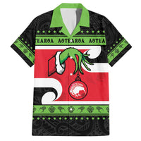 New Zealand Funny Christmas Family Matching Summer Maxi Dress and Hawaiian Shirt Maori Tiki LT05 Dad's Shirt - Short Sleeve Black - Polynesian Pride