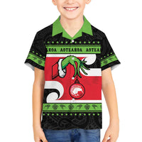 New Zealand Funny Christmas Family Matching Summer Maxi Dress and Hawaiian Shirt Maori Tiki LT05 Son's Shirt Black - Polynesian Pride