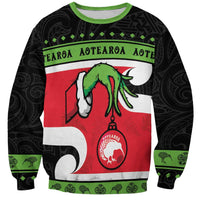 New Zealand Funny Christmas Sweatshirt Maori Tiki LT05 Unisex Black - Polynesian Pride