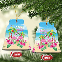 Hawaii Christmas Ceramic Ornament Deck The Palms Holiday Flamingos LT05 Bell Flake Blue - Polynesian Pride