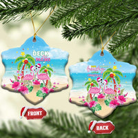 Hawaii Christmas Ceramic Ornament Deck The Palms Holiday Flamingos LT05 Snow Flake Blue - Polynesian Pride
