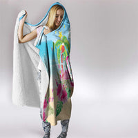 Hawaii Christmas Hooded Blanket Deck The Palms Holiday Flamingos