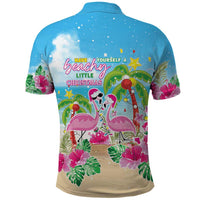 Hawaii Christmas Polo Shirt Deck The Palms Holiday Flamingos