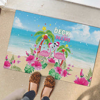 Hawaii Christmas Rubber Doormat Deck The Palms Holiday Flamingos