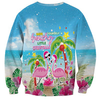 Hawaii Christmas Sweatshirt Deck The Palms Holiday Flamingos
