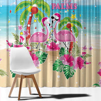 Hawaii Christmas Window Curtain Deck The Palms Holiday Flamingos
