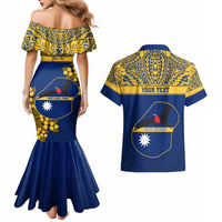 Personalised Repubrikin Naoero Independence Day Couples Matching Mermaid Dress and Hawaiian Shirt Tamanu With Coat Of Arms LT05 - Polynesian Pride