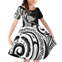 Hawaii Manta Ray Family Matching Off Shoulder Short Dress and Hawaiian Shirt Polynesian Art Tattoo
