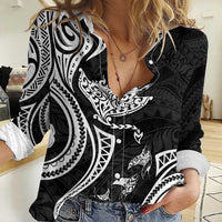 Hawaii Manta Ray Women Casual Shirt Polynesian Art Tattoo