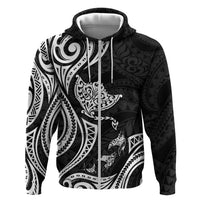 Hawaii Manta Ray Zip Hoodie Polynesian Art Tattoo LT05 Zip Hoodie Black - Polynesian Pride