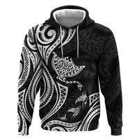 Hawaii Manta Ray Zip Hoodie Polynesian Art Tattoo LT05 Pullover Hoodie Black - Polynesian Pride