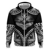 Hawaiian Hawk Zip Hoodie Polynesian Pattern Style LT05 Zip Hoodie Black - Polynesian Pride