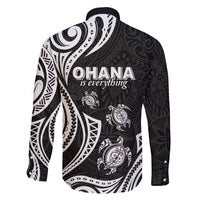 Hawaii Ohana Means Family Family Matching Short Sleeve Bodycon Dress and Hawaiian Shirt Sea Turtle Polynesian Style