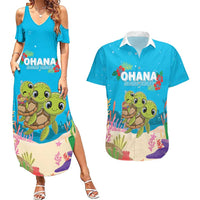 Ohana Hawaii Couples Matching Summer Maxi Dress and Hawaiian Shirt Kawaii Family Turtle LT05 Blue - Polynesian Pride
