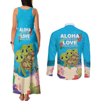 Ohana Hawaii Couples Matching Tank Maxi Dress and Long Sleeve Button Shirt Kawaii Family Turtle LT05 - Polynesian Pride
