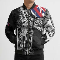 Hawaii King Flag Bomber Puffer Jacket Hawaiian Maile Lei - Polynesian Pride