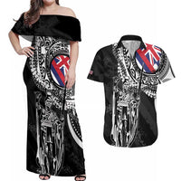 Hawaii King Flag Couples Matching Off Shoulder Maxi Dress and Hawaiian Shirt Hawaiian Maile Lei - Polynesian Pride