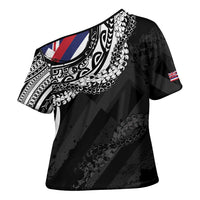 Hawaii King Flag Cross Shoulder Shirt Hawaiian Maile Lei - Polynesian Pride