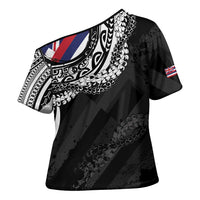 Hawaii King Flag Cross Shoulder Shirt Hawaiian Maile Lei LT05 - Polynesian Pride
