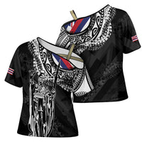 Hawaii King Flag Cross Shoulder Shirt Hawaiian Maile Lei LT05 - Polynesian Pride