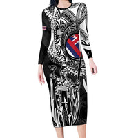 Hawaii King Flag Family Matching Long Sleeve Bodycon Dress and Hawaiian Shirt Hawaiian Maile Lei - Polynesian Pride