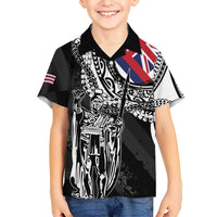 Hawaii King Flag Family Matching Long Sleeve Bodycon Dress and Hawaiian Shirt Hawaiian Maile Lei LT05 Son's Shirt Black - Polynesian Pride