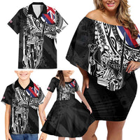Hawaii King Flag Family Matching Off Shoulder Short Dress and Hawaiian Shirt Hawaiian Maile Lei - Polynesian Pride