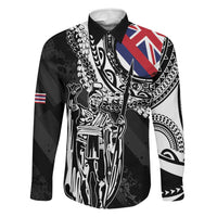 Hawaii King Flag Family Matching Off Shoulder Short Dress and Hawaiian Shirt Hawaiian Maile Lei - Polynesian Pride
